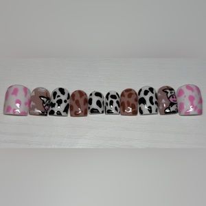 Cow print press on nails